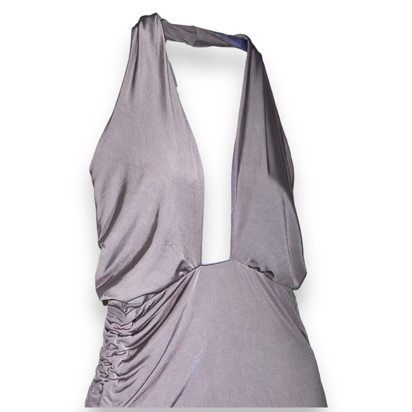 NEW 21 Saints Mauve Halter Dress Side Ruched Bodycon Asymmetrical Womens Size S - Picture 6 of 7